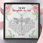 To My Daughter in Law We Love the Same Man You're the Answer I Love You Dragonfly Pendant Necklace