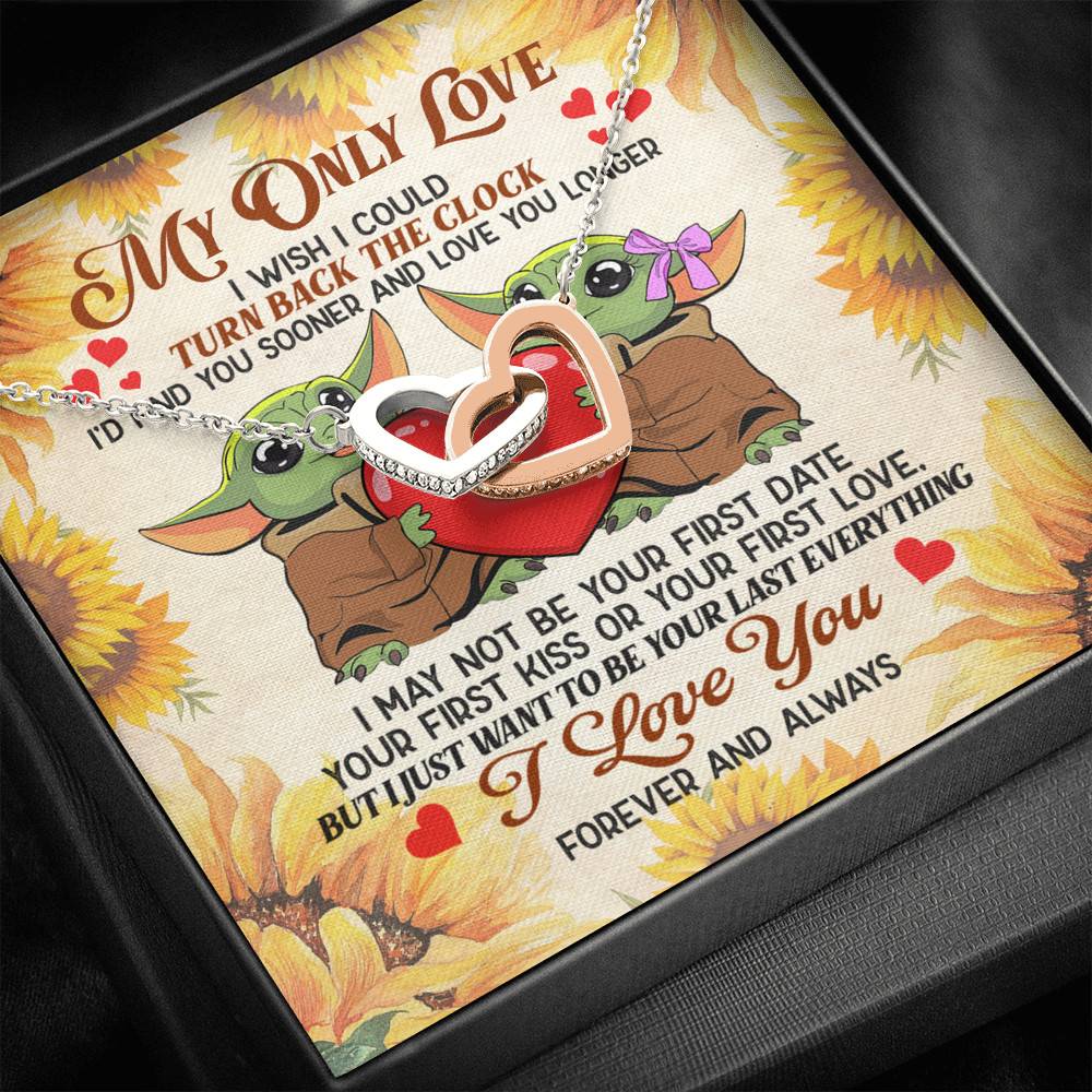 My Only Love I Wish I Could Turn Back The Clock Baby Yoda Couple Interlocking Hearts Pendant Necklace My Only Love I Wish I Could Turn Back The Clock Baby Yoda Couple Interlocking Hearts Pendant Necklace