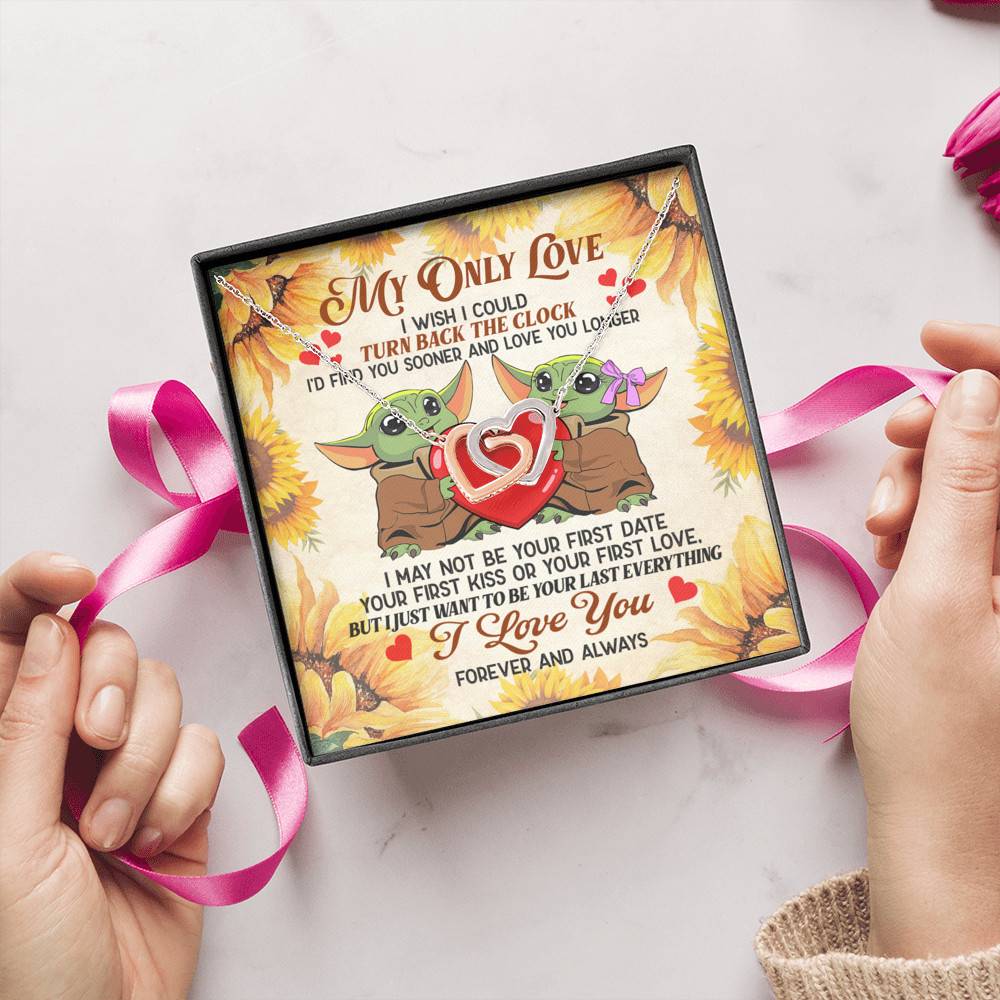 My Only Love I Wish I Could Turn Back The Clock Baby Yoda Couple Interlocking Hearts Pendant Necklace My Only Love I Wish I Could Turn Back The Clock Baby Yoda Couple Interlocking Hearts Pendant Necklace