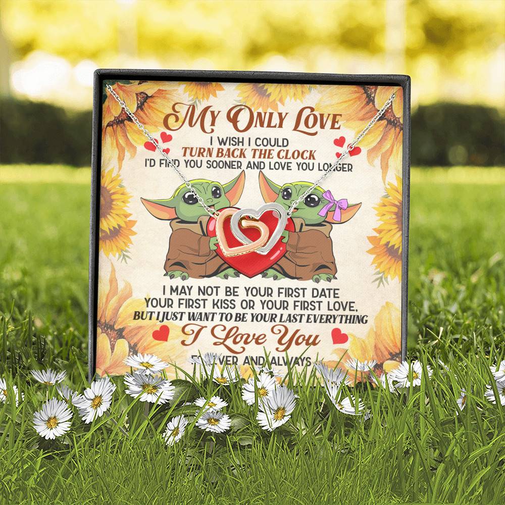 My Only Love I Wish I Could Turn Back The Clock Baby Yoda Couple Interlocking Hearts Pendant Necklace My Only Love I Wish I Could Turn Back The Clock Baby Yoda Couple Interlocking Hearts Pendant Necklace
