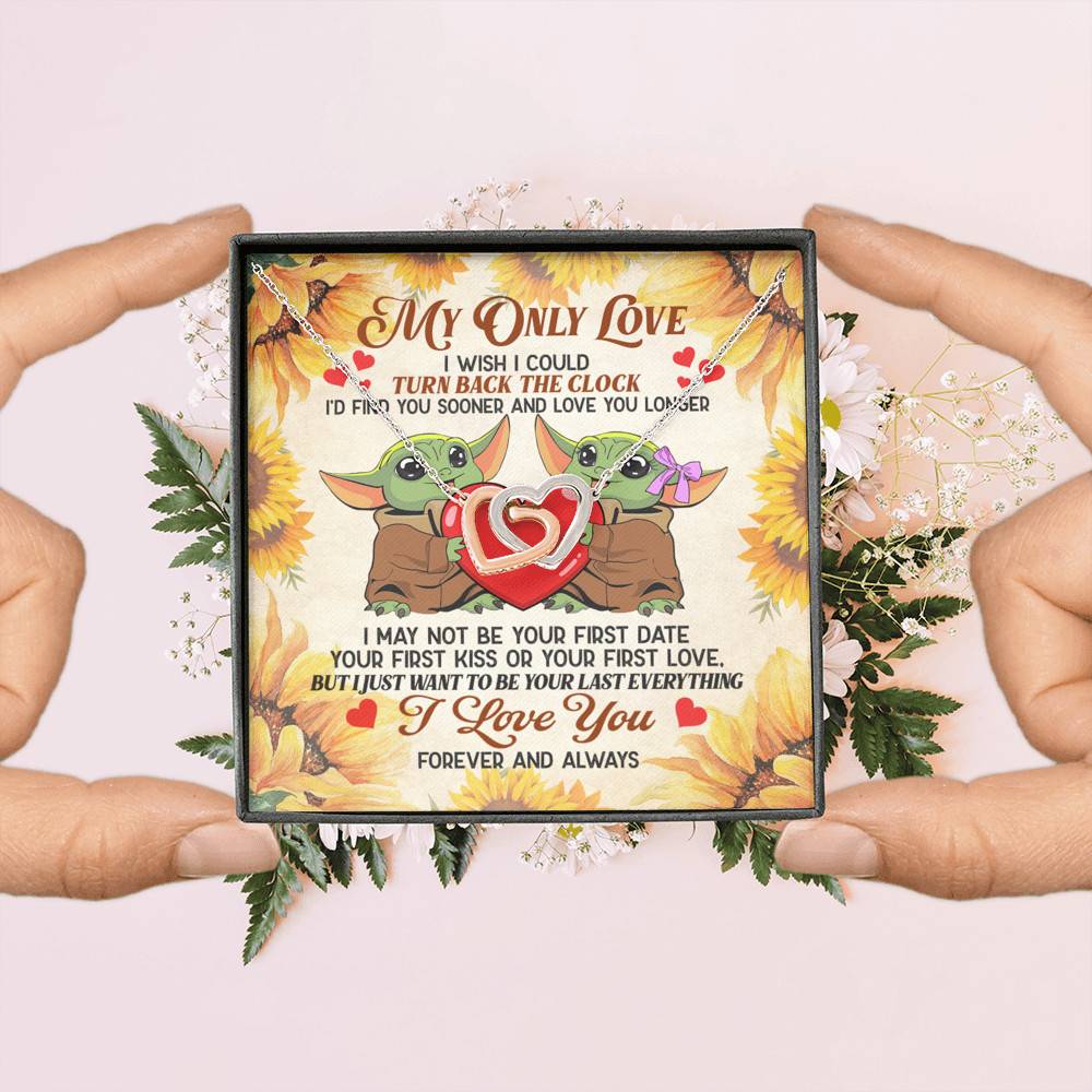 My Only Love I Wish I Could Turn Back The Clock Baby Yoda Couple Interlocking Hearts Pendant Necklace My Only Love I Wish I Could Turn Back The Clock Baby Yoda Couple Interlocking Hearts Pendant Necklace