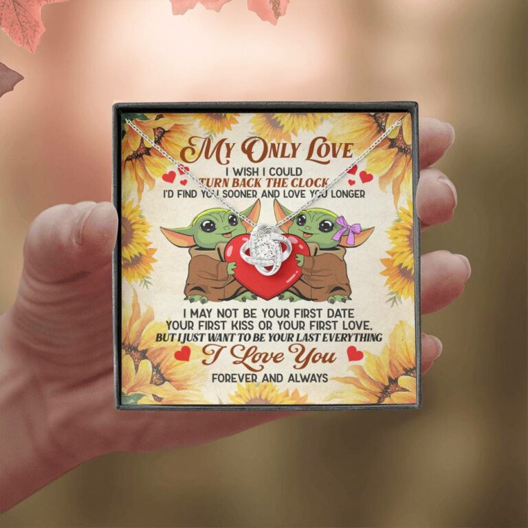 My Only Love I Wish I Could Turn Back The Clock Baby Yoda Couple Love Knot Necklace