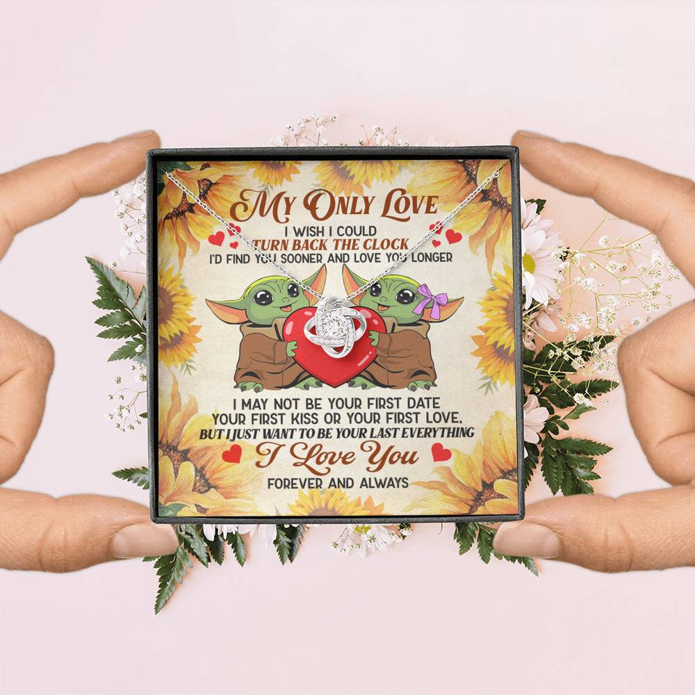My Only Love I Wish I Could Turn Back The Clock Baby Yoda Couple Love Knot Necklace