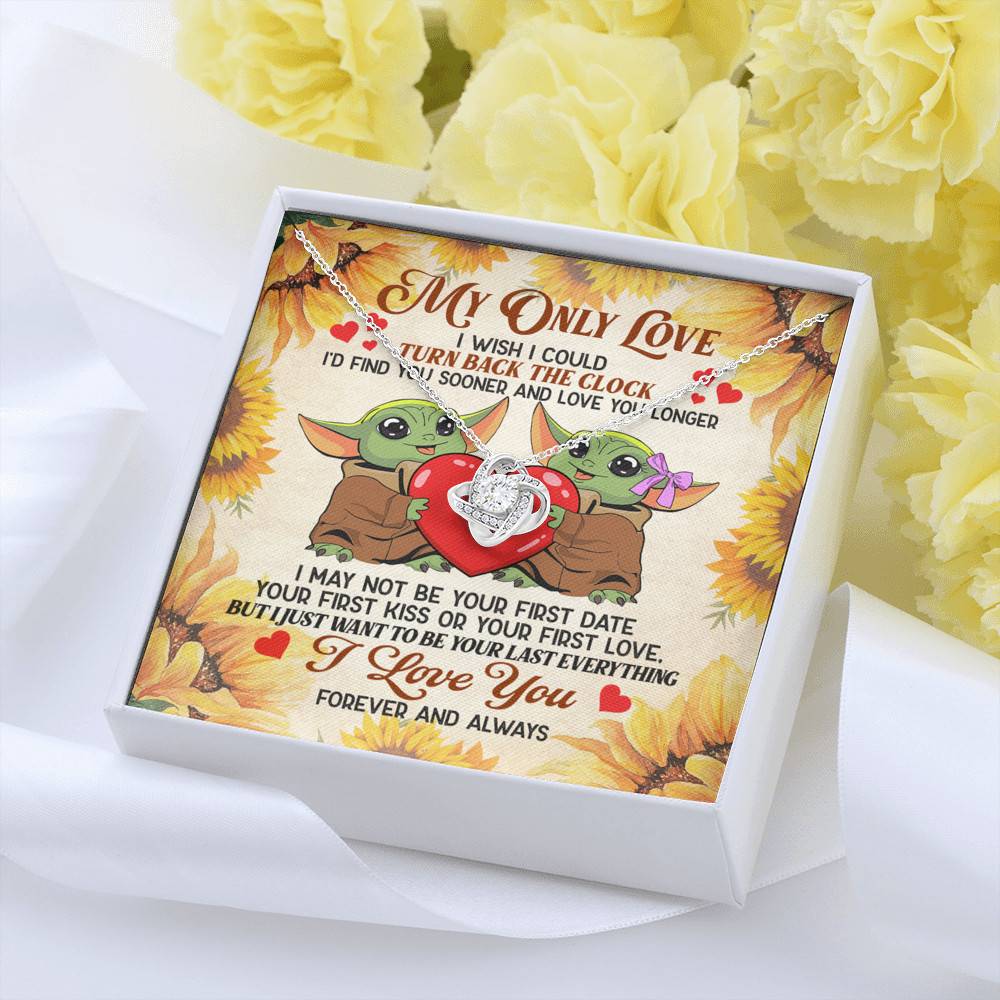 My Only Love I Wish I Could Turn Back The Clock Baby Yoda Couple Love Knot Necklace