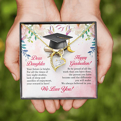 Dear Daughter Your Future Is Bright Happy Graduation We Always Believed In You Forever Love Pendant Necklace