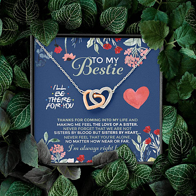 To My Bestie I'll Be There For You Thanks For Coming Into My Life Interlocking Hearts Pendant Necklace