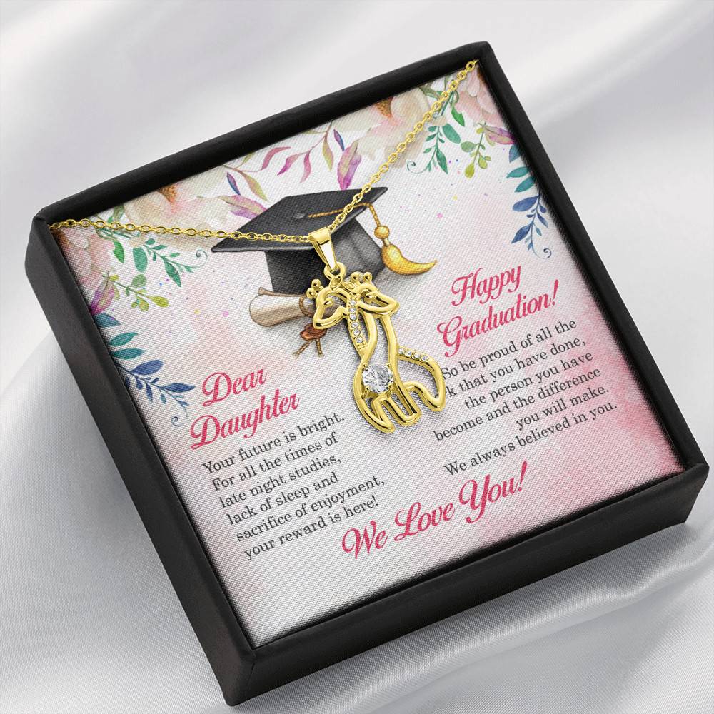 Dear Daughter Your Future Is Bright Happy Graduation We Always Believed In You Giraffe Necklace