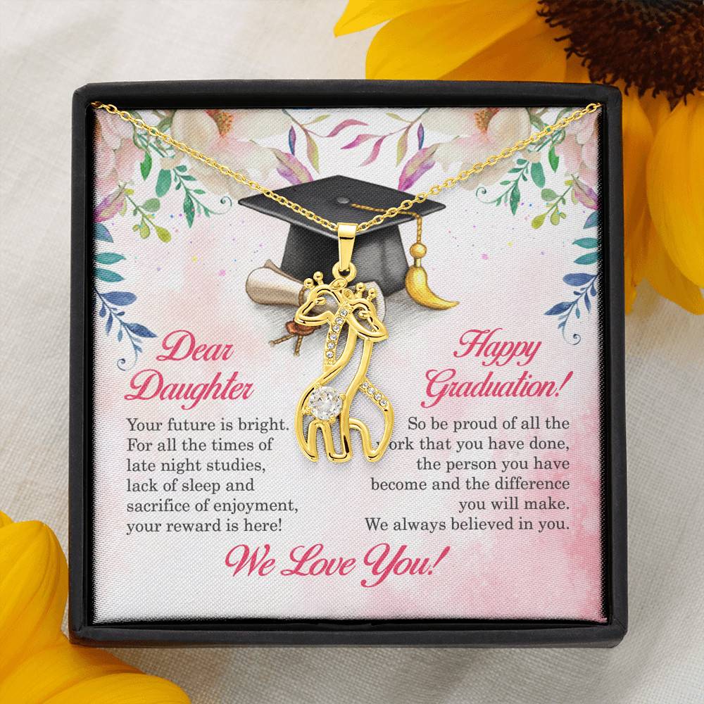Dear Daughter Your Future Is Bright Happy Graduation We Always Believed In You Giraffe Necklace