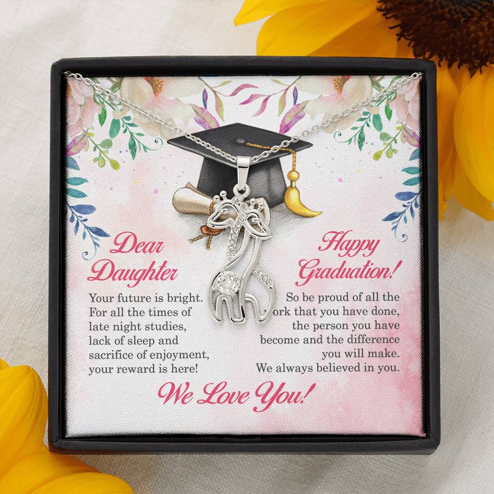 Dear Daughter Your Future Is Bright Happy Graduation We Always Believed In You Giraffe Necklace