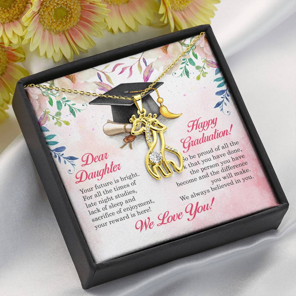 Dear Daughter Your Future Is Bright Happy Graduation We Always Believed In You Giraffe Necklace