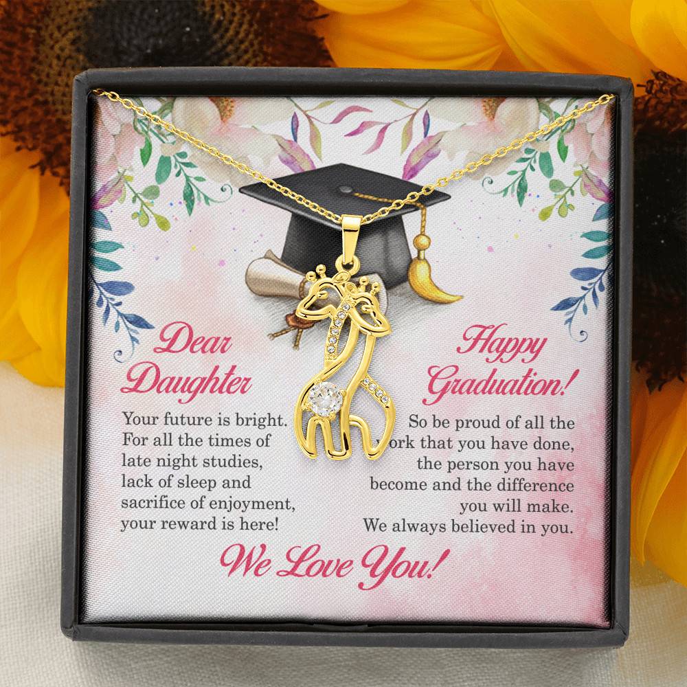 Dear Daughter Your Future Is Bright Happy Graduation We Always Believed In You Giraffe Necklace