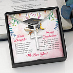 Dear Daughter Your Future Is Bright Happy Graduation We Always Believed In You Artisan Crafted Cross Necklace