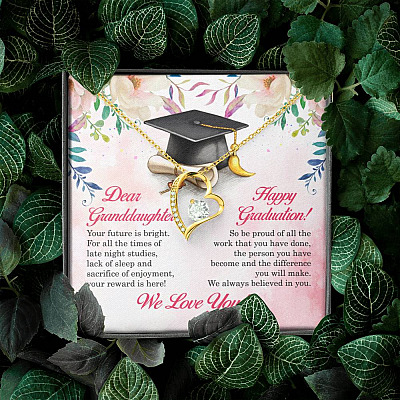 Dear Granddaughter Your Future Is Bright Happy Graduation We Always Believed In You Forever Love Pendant Necklace
