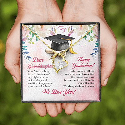Dear Granddaughter Your Future Is Bright Happy Graduation We Always Believed In You Forever Love Pendant Necklace