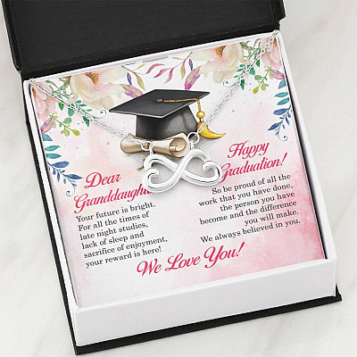 Dear Granddaughter Your Future Is Bright Happy Graduation We Always Believed In You Infinity Heart Pendant Necklace