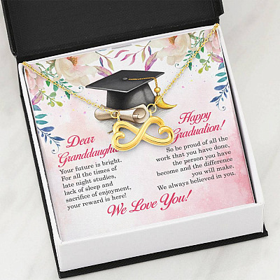 Dear Granddaughter Your Future Is Bright Happy Graduation We Always Believed In You Infinity Heart Pendant Necklace