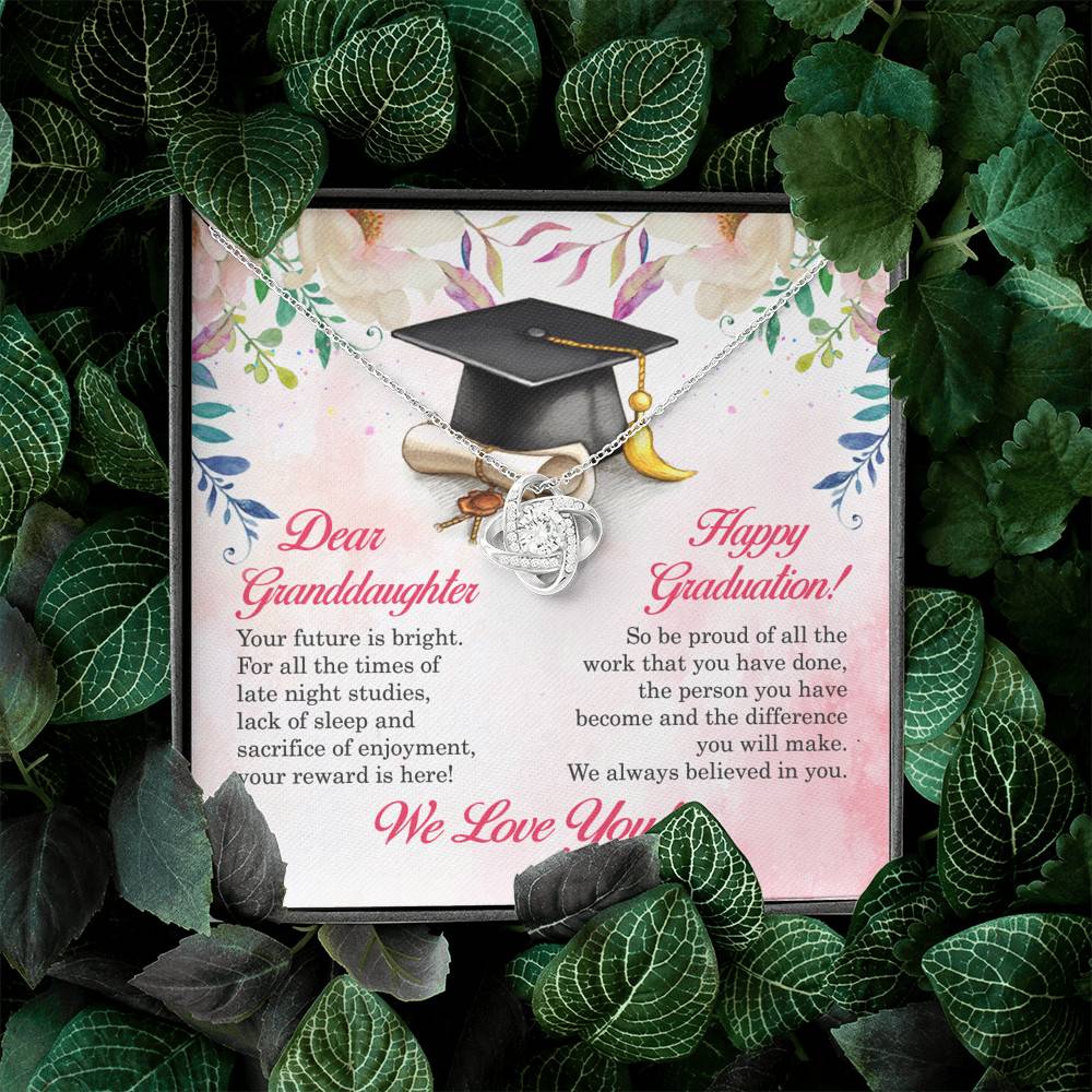 Dear Granddaughter Your Future Is Bright Happy Graduation We Always Believed In You Love Knot Necklace