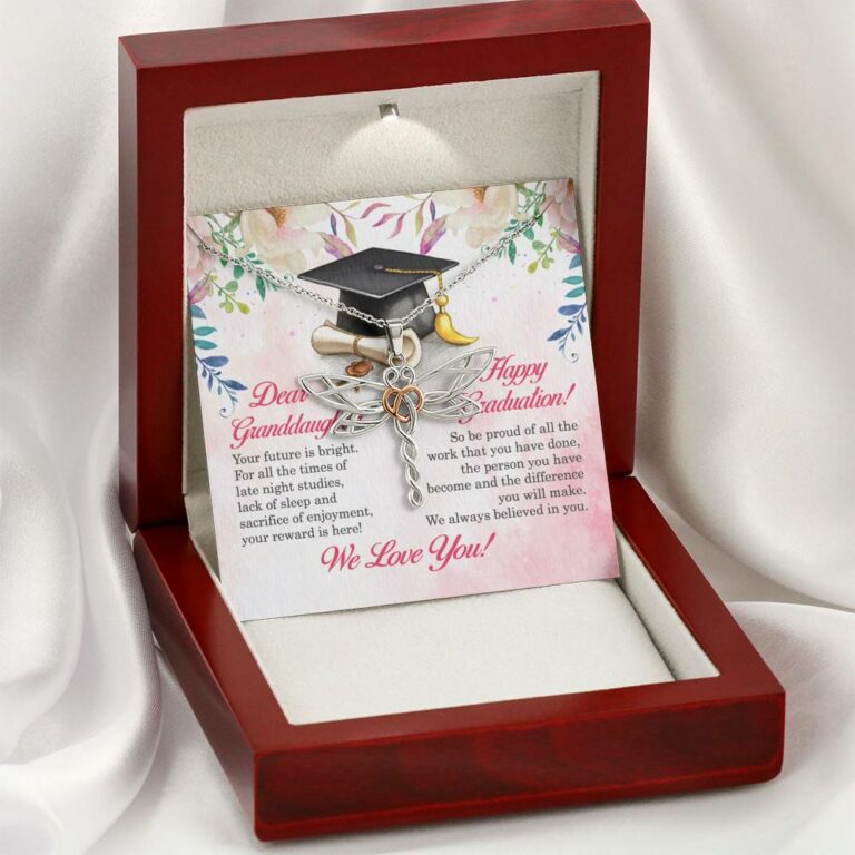 Dear Granddaughter Your Future Is Bright Happy Graduation We Always Believed In You Dragonfly Necklace