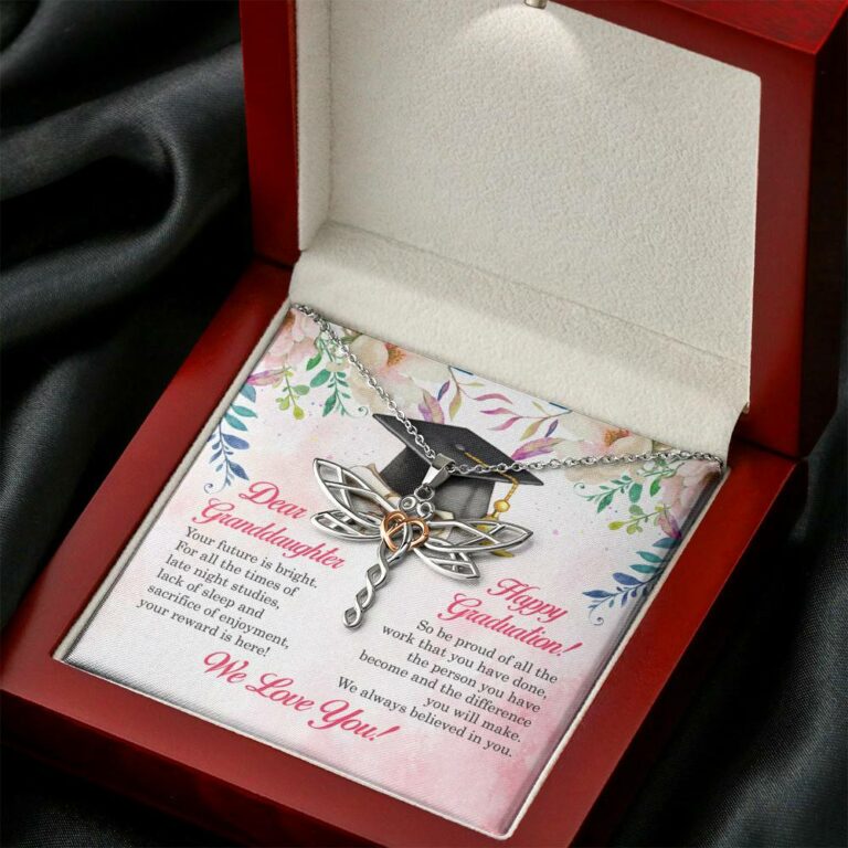 Dear Granddaughter Your Future Is Bright Happy Graduation We Always Believed In You Dragonfly Necklace
