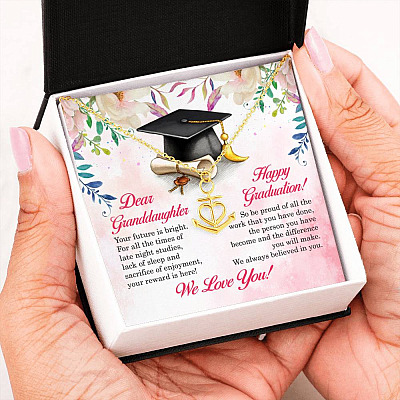 Dear Granddaughter Your Future Is Bright Happy Graduation We Always Believed In You Anchor Necklace