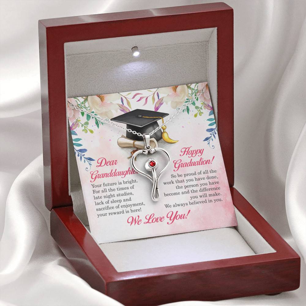 Dear Granddaughter Your Future Is Bright Happy Graduation We Always Believed In You Stethoscope Necklace