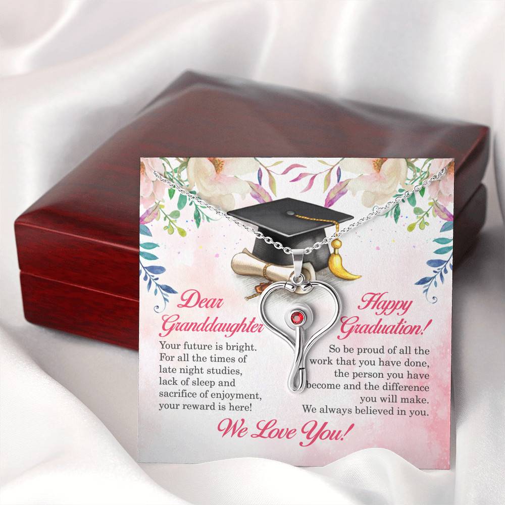 Dear Granddaughter Your Future Is Bright Happy Graduation We Always Believed In You Stethoscope Necklace