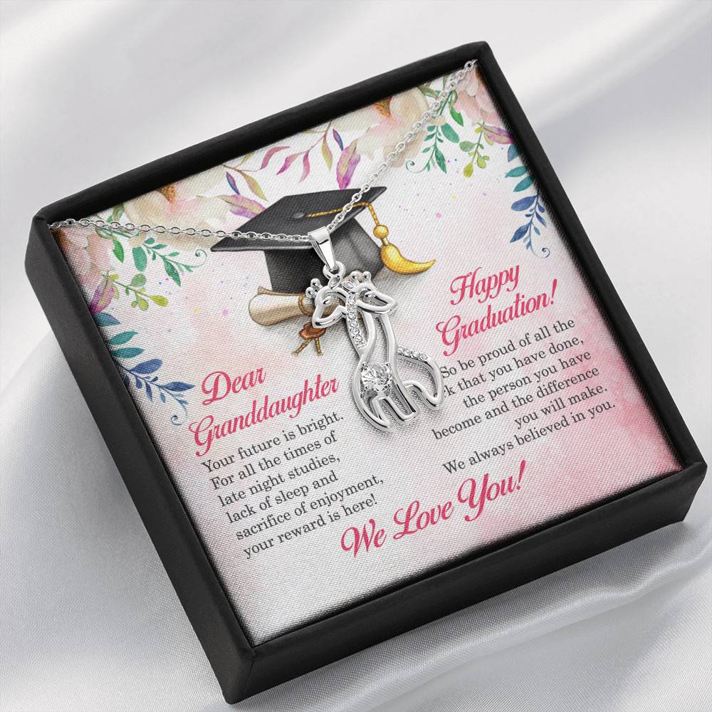 Dear Granddaughter Your Future Is Bright Happy Graduation We Always Believed In You Giraffe Necklace