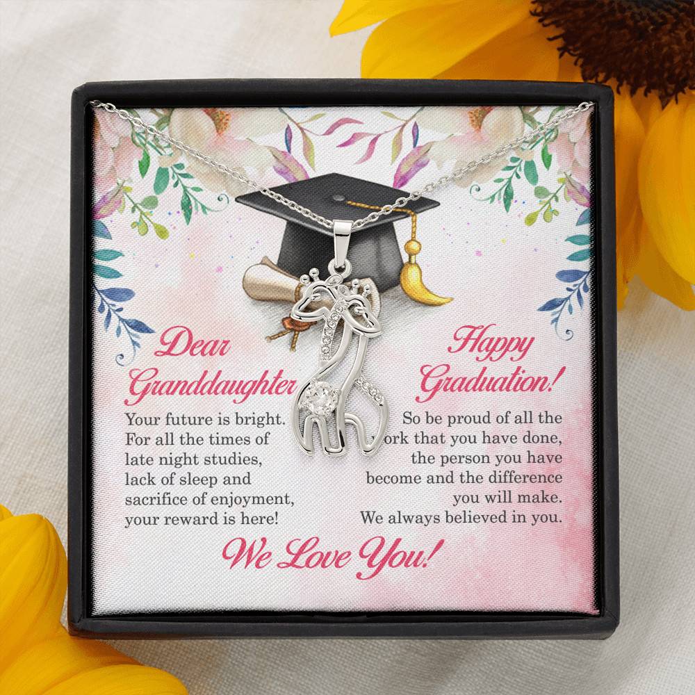 Dear Granddaughter Your Future Is Bright Happy Graduation We Always Believed In You Giraffe Necklace