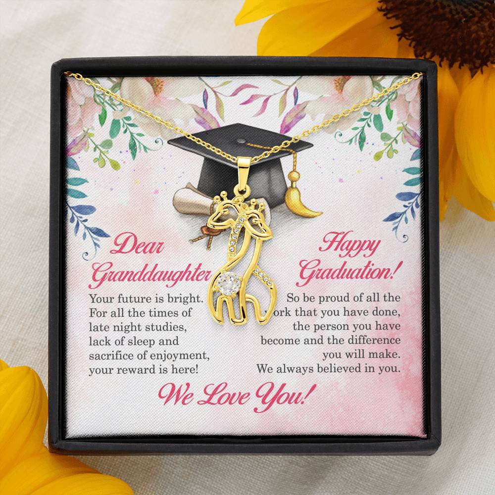 Dear Granddaughter Your Future Is Bright Happy Graduation We Always Believed In You Giraffe Necklace