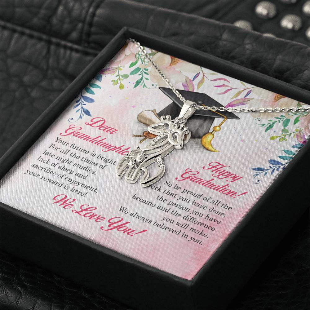 Dear Granddaughter Your Future Is Bright Happy Graduation We Always Believed In You Giraffe Necklace