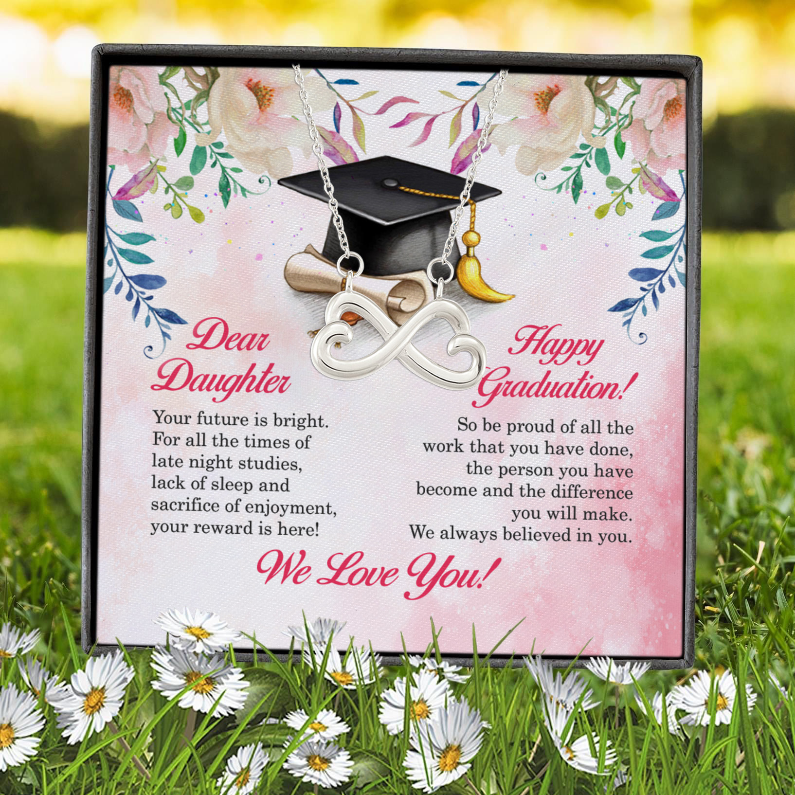 6Th. Daughter Your Future Is Bright Infinity Heart Necklace (Silver) 7