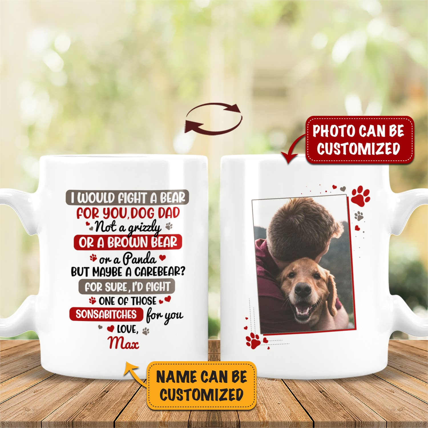 2VT. Would Fight A Bear Dog Dad mug mk1