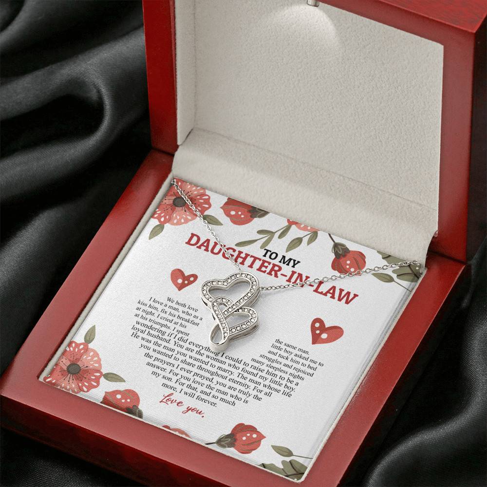 To My Daughter In Law We Both Love The Same Man I Will Forever Love You Double Hearts Necklace To My Daughter In Law We Both Love The Same Man I Will Forever Love You Double Hearts Necklace