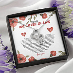 To My Daughter In Law We Both Love The Same Man I Will Forever Love You Double Hearts Necklace