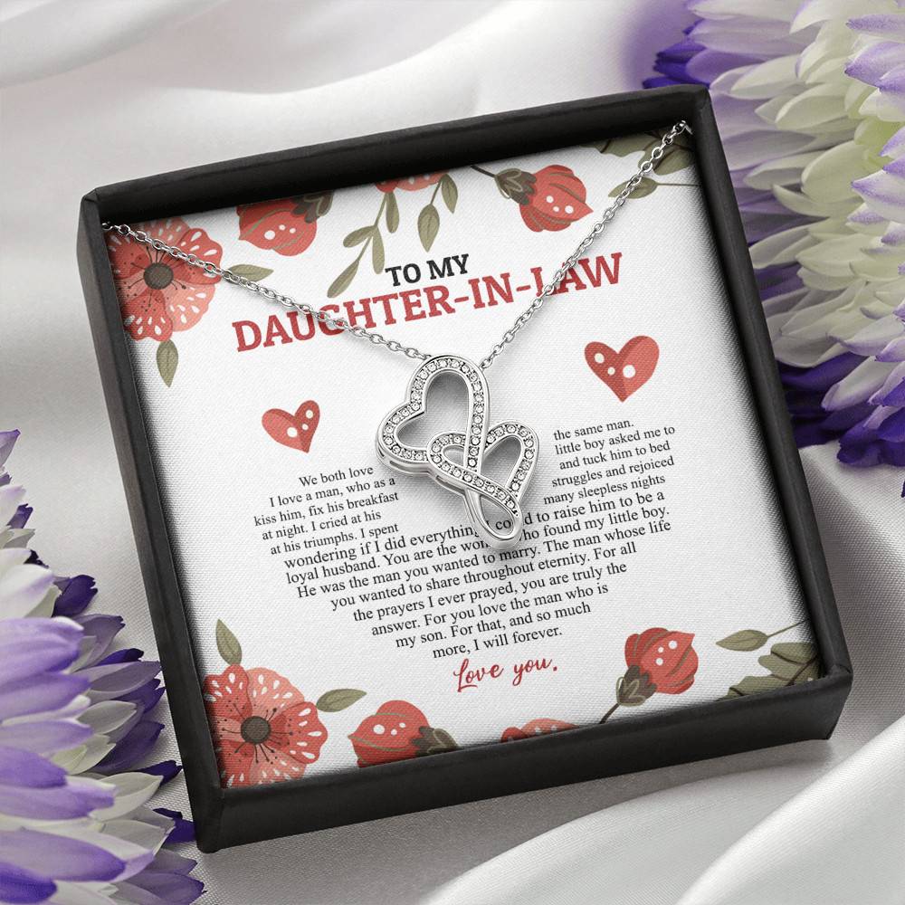 To My Daughter In Law We Both Love The Same Man I Will Forever Love You Double Hearts Necklace To My Daughter In Law We Both Love The Same Man I Will Forever Love You Double Hearts Necklace