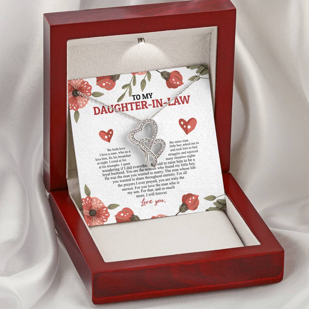 To My Daughter In Law We Both Love The Same Man I Will Forever Love You Double Hearts Necklace To My Daughter In Law We Both Love The Same Man I Will Forever Love You Double Hearts Necklace