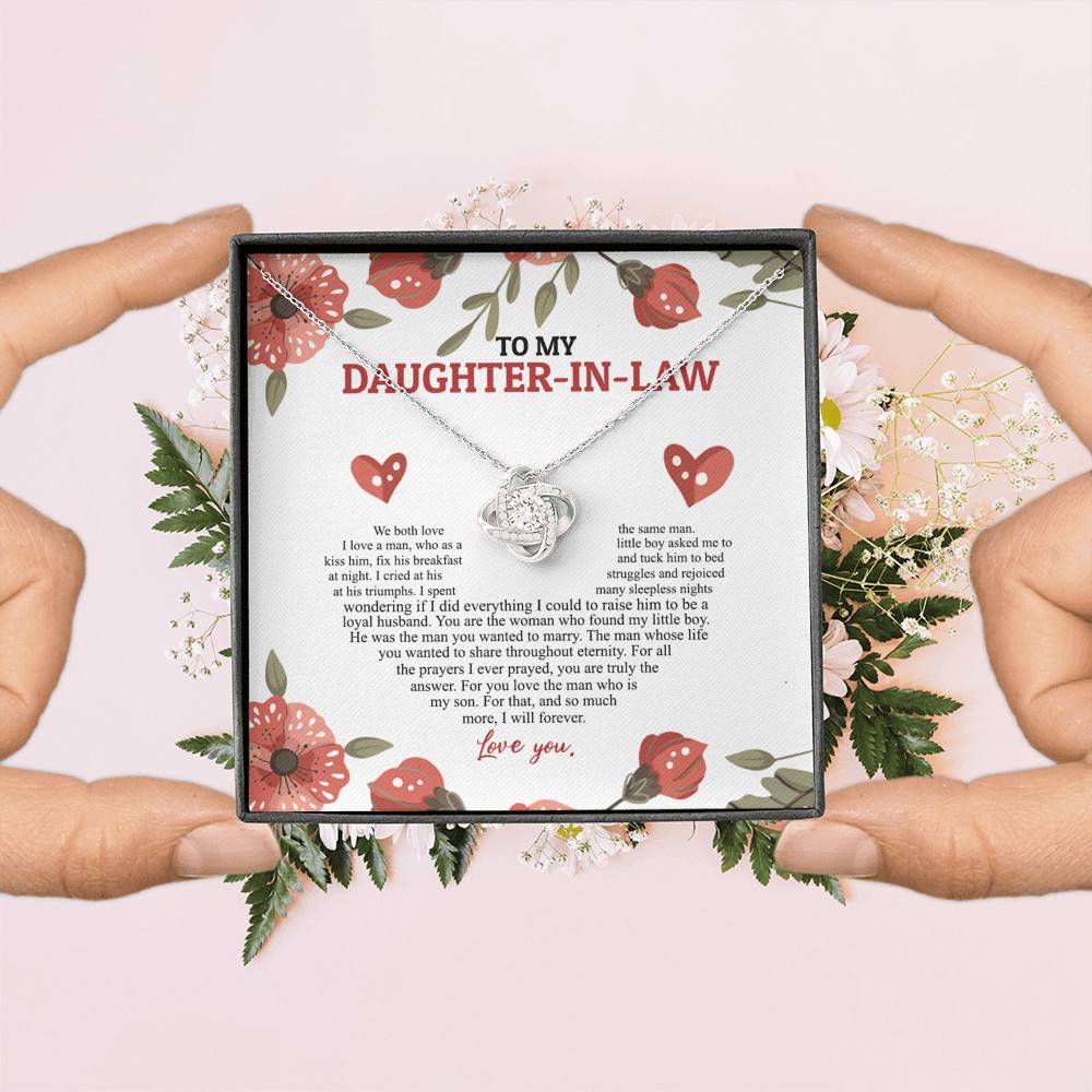To My Daughter In Law We Both Love The Same Man I Will Forever Love You Love Knot Necklace To My Daughter In Law We Both Love The Same Man I Will Forever Love You Love Knot Necklace