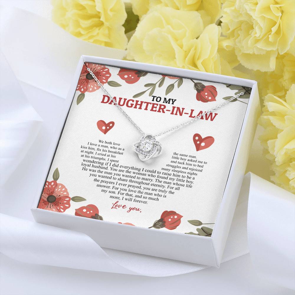 To My Daughter In Law We Both Love The Same Man I Will Forever Love You Love Knot Necklace To My Daughter In Law We Both Love The Same Man I Will Forever Love You Love Knot Necklace