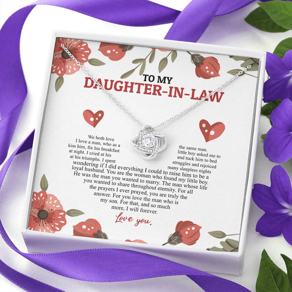 To My Daughter In Law We Both Love The Same Man I Will Forever Love You Love Knot Necklace To My Daughter In Law We Both Love The Same Man I Will Forever Love You Love Knot Necklace