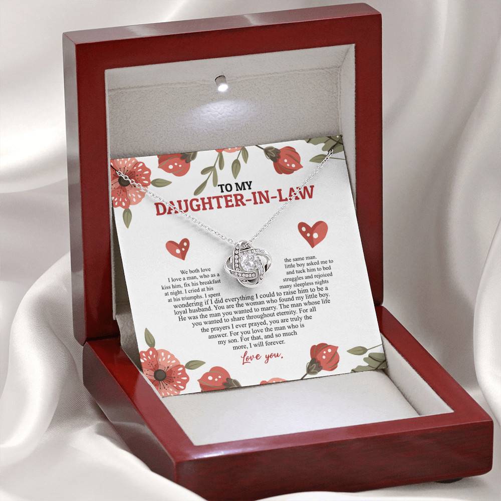 To My Daughter In Law We Both Love The Same Man I Will Forever Love You Love Knot Necklace To My Daughter In Law We Both Love The Same Man I Will Forever Love You Love Knot Necklace