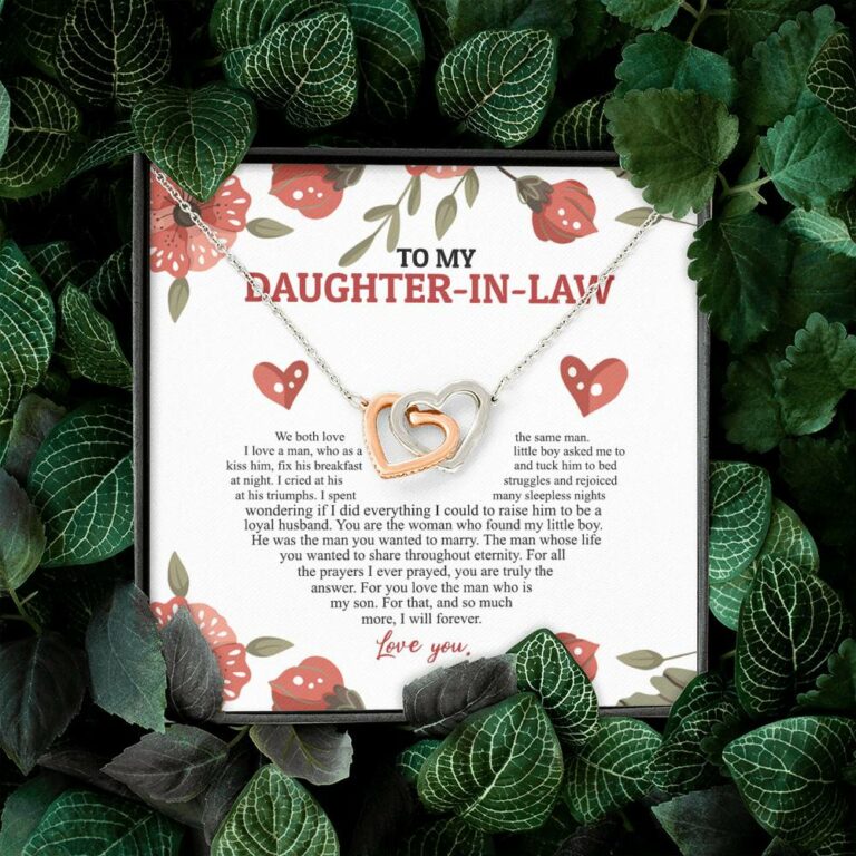 To My Daughter In Law We Both Love The Same Man I Will Forever Love You Joined Interlocking Hearts Necklace