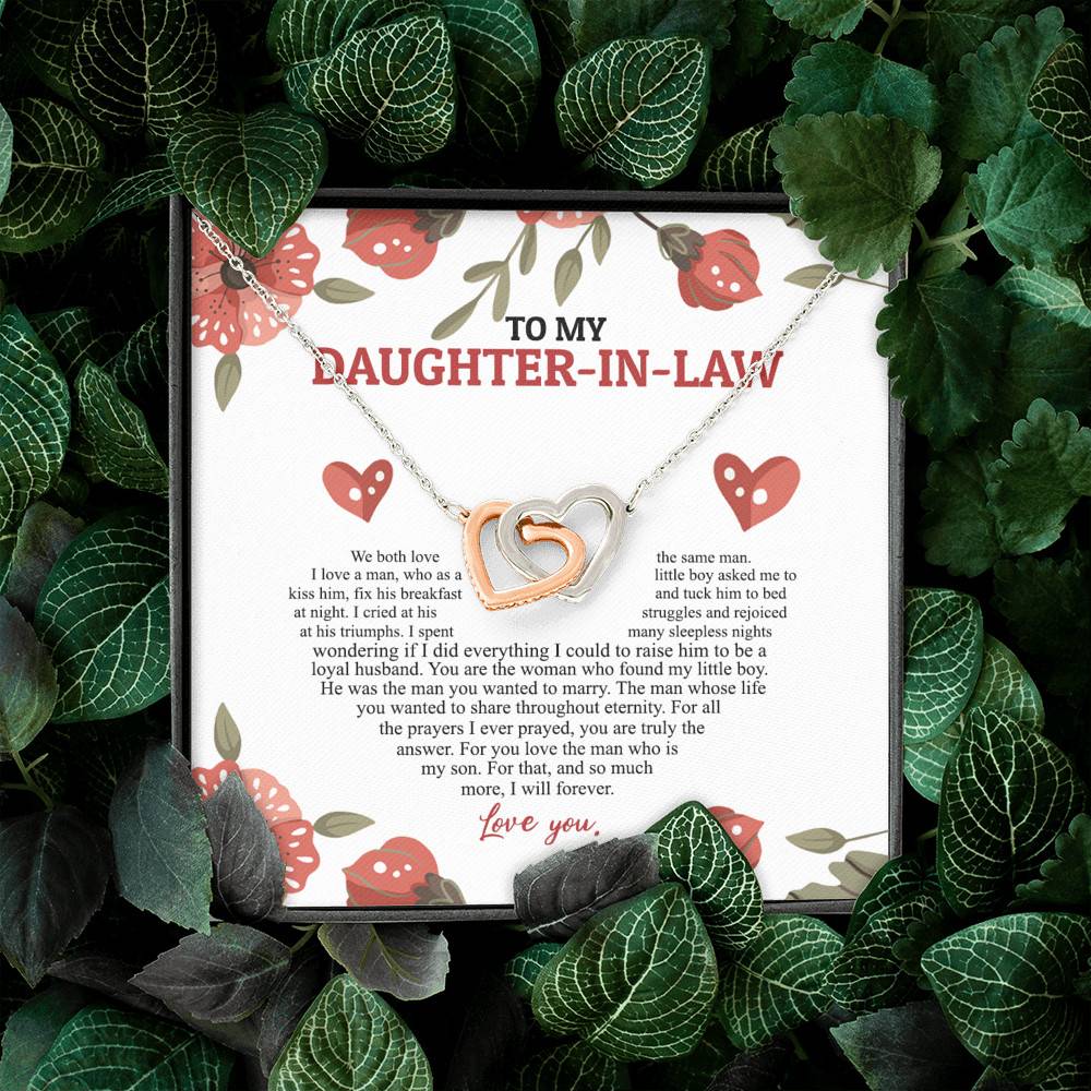 To My Daughter In Law We Both Love The Same Man I Will Forever Love You Joined Interlocking Hearts Necklace To My Daughter In Law We Both Love The Same Man I Will Forever Love You Joined Interlocking Hearts Necklace
