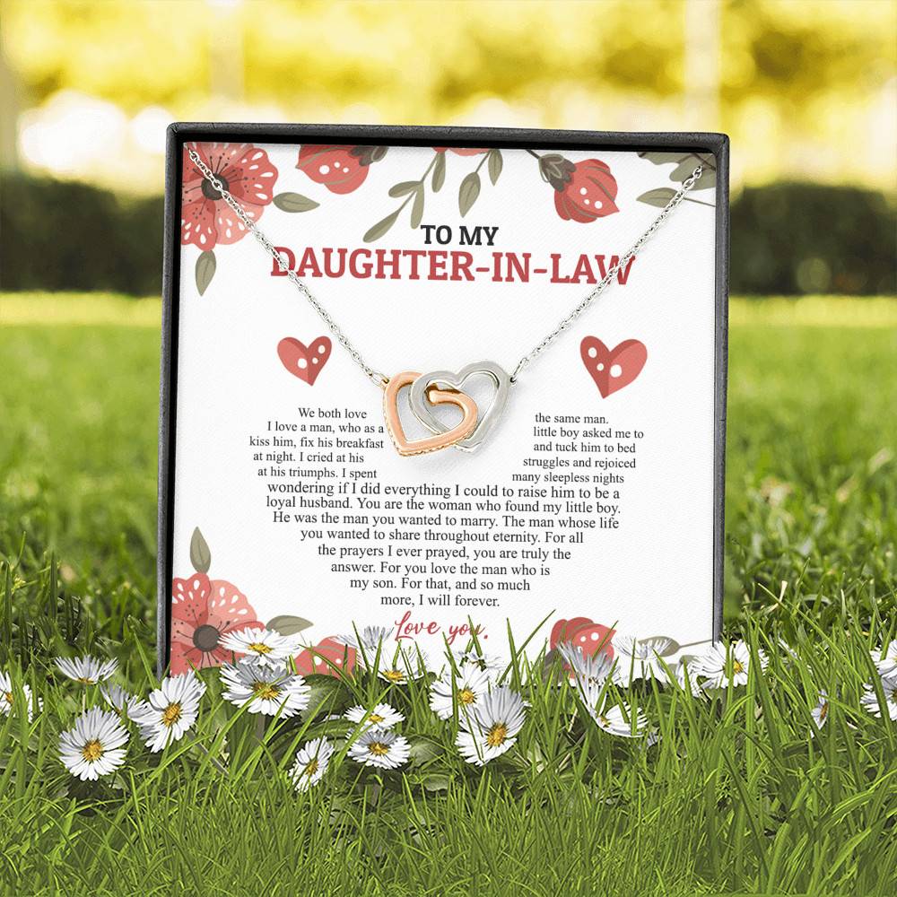 To My Daughter In Law We Both Love The Same Man I Will Forever Love You Joined Interlocking Hearts Necklace To My Daughter In Law We Both Love The Same Man I Will Forever Love You Joined Interlocking Hearts Necklace