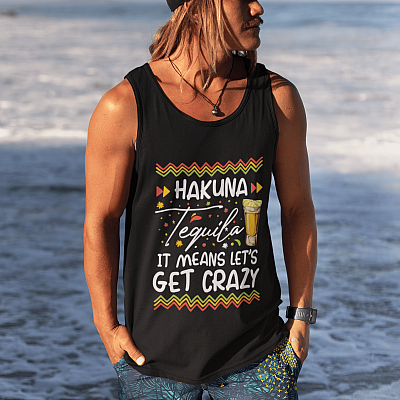 Alternative view of Hakuna Tequila It's Mean Let's Get Crazy Tank Top Tee - Funny Cinco De Mayo Tequila Racerback Tank