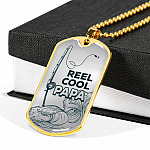 Reel Cool Dad Vintage Fishing Dad Dog Tag Pendant Necklace Reel Cool Dad Vintage Fishing Dad Dog Tag Pendant Necklace