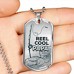 Reel Cool Dad Vintage Fishing Dad Dog Tag Pendant Necklace Reel Cool Dad Vintage Fishing Dad Dog Tag Pendant Necklace