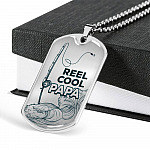 Reel Cool Dad Vintage Fishing Dad Dog Tag Pendant Necklace Reel Cool Dad Vintage Fishing Dad Dog Tag Pendant Necklace