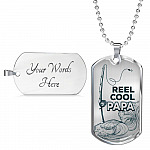 Reel Cool Dad Vintage Fishing Dad Dog Tag Pendant Necklace Reel Cool Dad Vintage Fishing Dad Dog Tag Pendant Necklace
