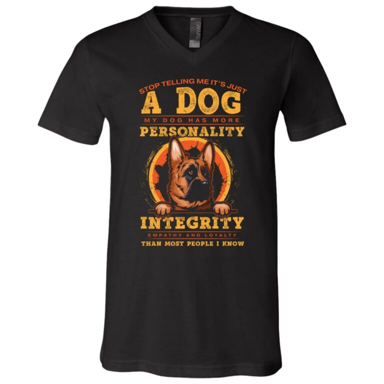 Stop Telling Me It's Just A Dog My V-Neck, Black, V-Neck T-Shirt