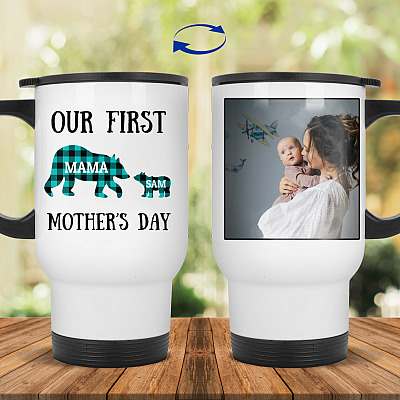 14 oz. White Travel Mug